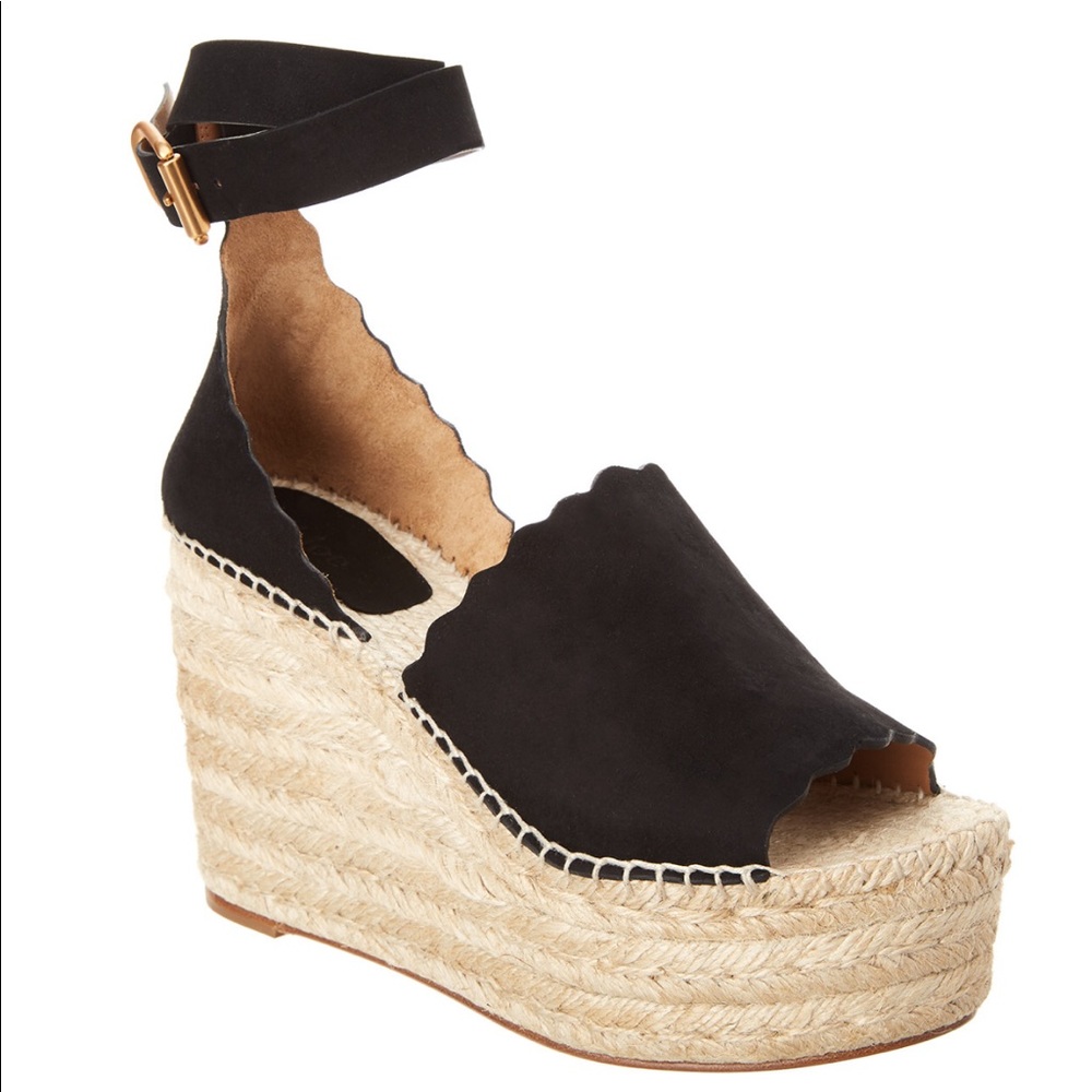 NWT Chloe Black Lauren Espadille Wedge